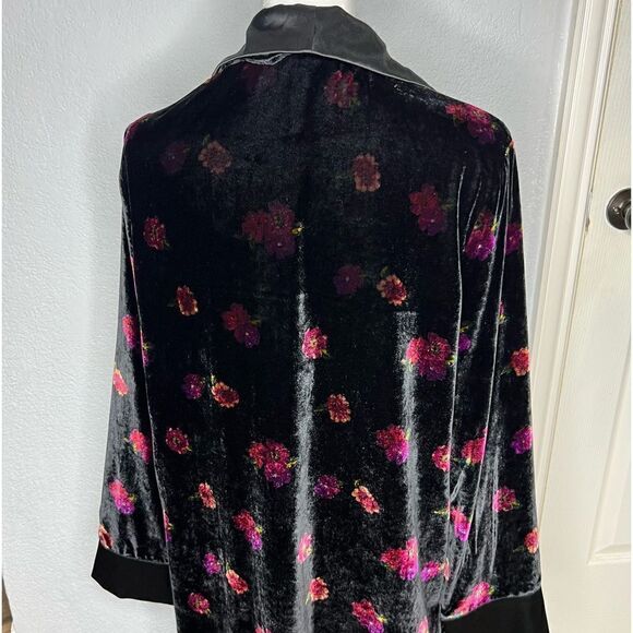 Victoria’s Secret Black Velvet Floral Satin Floor Length Women’s Robe Sz Small - Picture 5 of 12